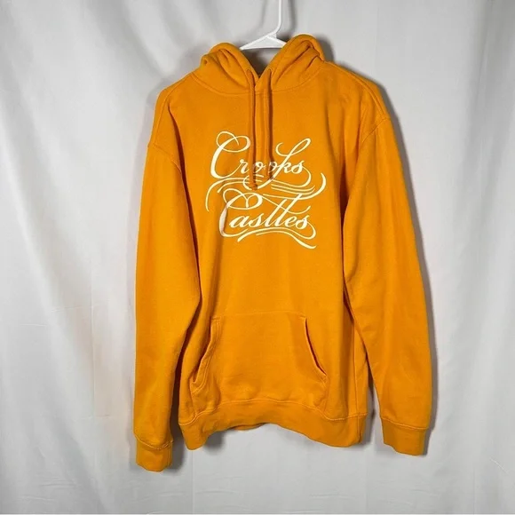 Crooks & Castles Script Logo Hoodie (M) Mustard/Gold Streetwear Skate Y2K - Picture 6 of 14